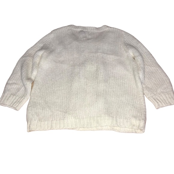 Old Navy Ivory Cable Knit Pom Pom Wool Blend Sweater - Large - Picture 8 of 9